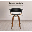 Artiss 4x Bar Stools Swivel PU Seat Wooden-13