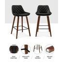 Artiss 2x Bar Stools PU Seat Wooden-9