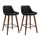 Artiss 2x Bar Stools PU Seat Wooden-14