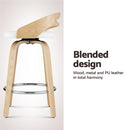 Artiss 2x Bar Stools Swivel Dining Chairs Low Back Counter Seat PU Cushion-12