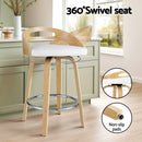 Artiss 4x Bar Stools Swivel Dining Chairs Low Back Counter Seat PU Cushion-4