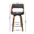 Artiss 2x Bar Stools Swivel Leather Chair 65cm-4
