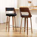 Artiss 2x Bar Stools Swivel Leather Chair 76cm-1