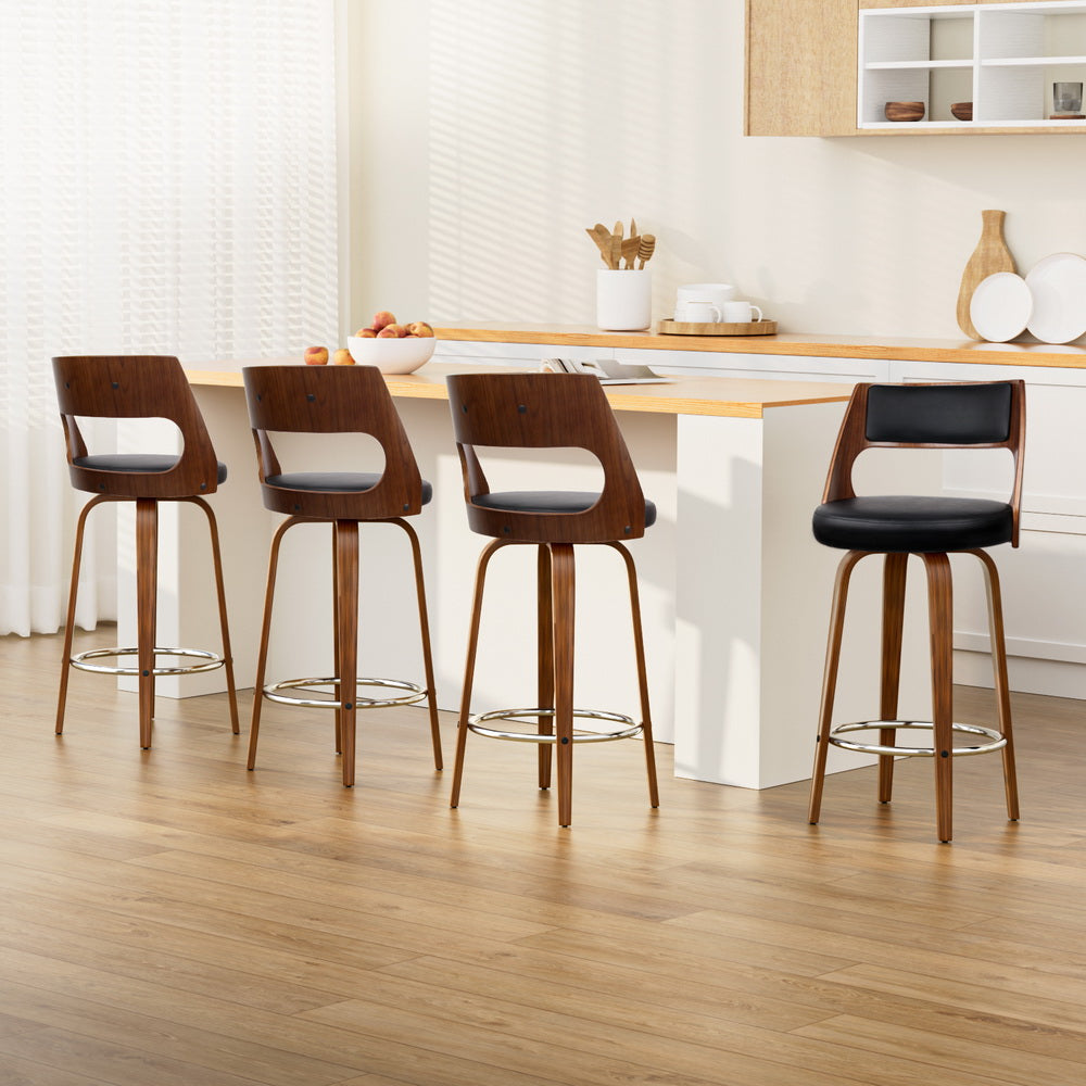 Artiss 4x Bar Stools Swivel Leather Chair 76cm - 0