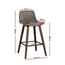 Artiss 4x Bar Stools Vintage Leather Wooden-4