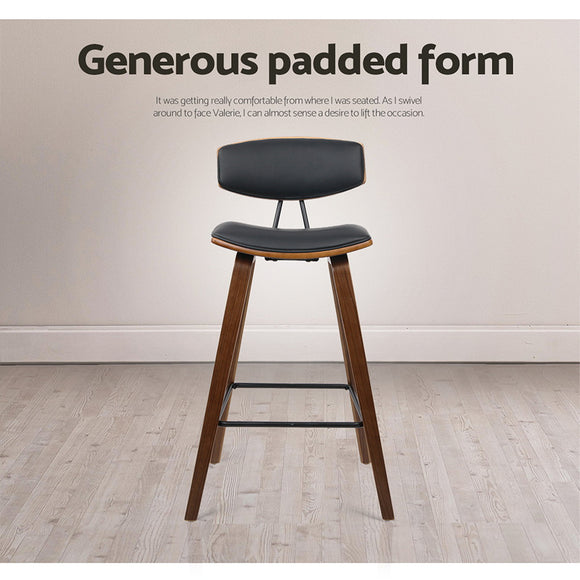 Artiss 2x Bar Stools Leather Padded w/Backrest