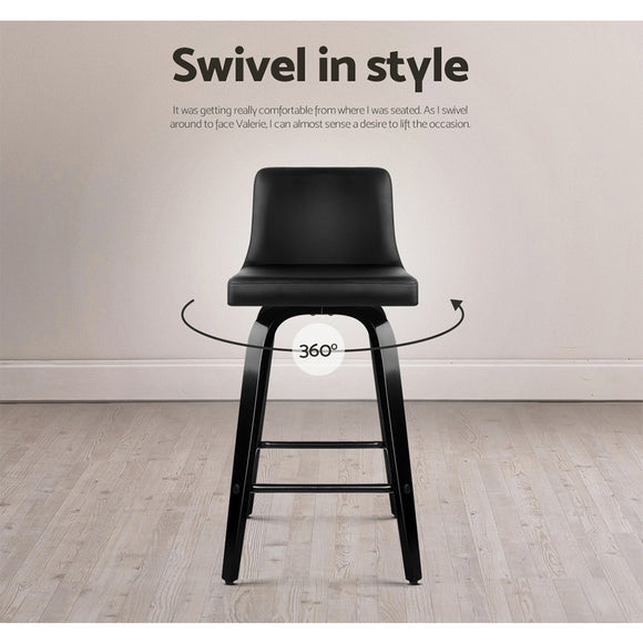 Artiss Bar Stools Kitchen Leather Barstools Swivel Wooden Chairs X4