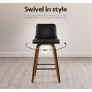 Artiss 2x Bar Stools Swivel Leather Padded Wooden-12