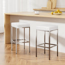 Artiss 2x Bar Stools Leather Padded Metal White-1