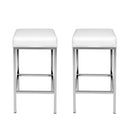 Artiss 2x Bar Stools Leather Padded Metal White-5