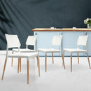 Artiss Dining Chairs Set of 4 Plastic Wooden Stackable White-8