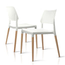 Artiss Dining Chairs Set of 4 Plastic Wooden Stackable White-5