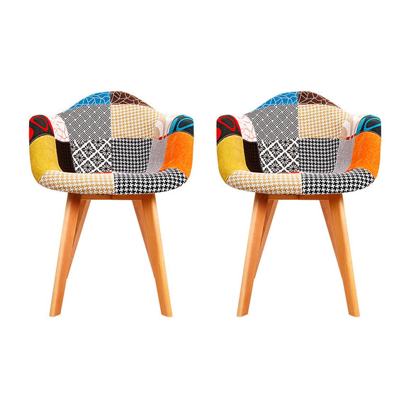 Artiss Dining Chairs Set of 2 Fabric Retro Replica DSW
