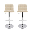 Artiss 2x Bar Stools Leather Gas Lift Beige-6