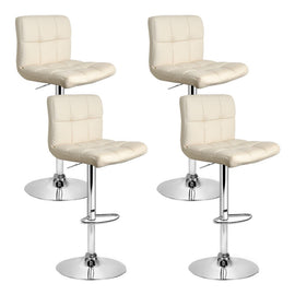 Artiss 4x Bar Stools Leather Gas Lift Beige - 0