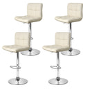 Artiss 4x Bar Stools Leather Gas Lift Beige-5