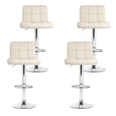 Artiss 4x Bar Stools Leather Gas Lift Beige-12