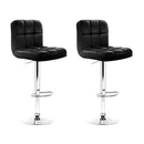 Artiss 2x Bar Stools Leather Gas Lift Black-2