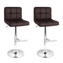 Artiss 2x Bar Stools Leather Gas Lift Brown-2