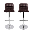 Artiss 2x Bar Stools Leather Gas Lift Brown-5