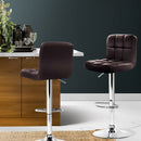 Artiss 2x Bar Stools Leather Gas Lift Brown-14
