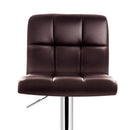 Artiss 2x Bar Stools Leather Gas Lift Brown-3