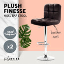 Artiss 2x Bar Stools Leather Gas Lift Brown-4