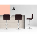 Artiss 2x Bar Stools Leather Gas Lift Brown-6