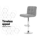 Artiss 4x Bar Stools Fabric Gas Lift Grey-12