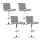Artiss 4x Bar Stools Fabric Gas Lift Grey-15