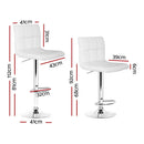 Artiss 4x Bar Stools Leather Gas Lift White-2