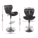 Artiss 2x Bar Stools Gas Lift Leather Seat Black-4