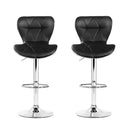 Artiss 2x Bar Stools Gas Lift Leather Seat Black-6