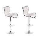 Artiss 2x Bar Stools Gas Lift Leather Seat White-1