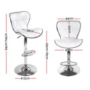 Artiss 2x Bar Stools Gas Lift Leather Seat White-4