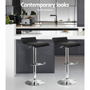 Artiss 2x Bar Stools Adjustable Gas Lift Chairs Black-5