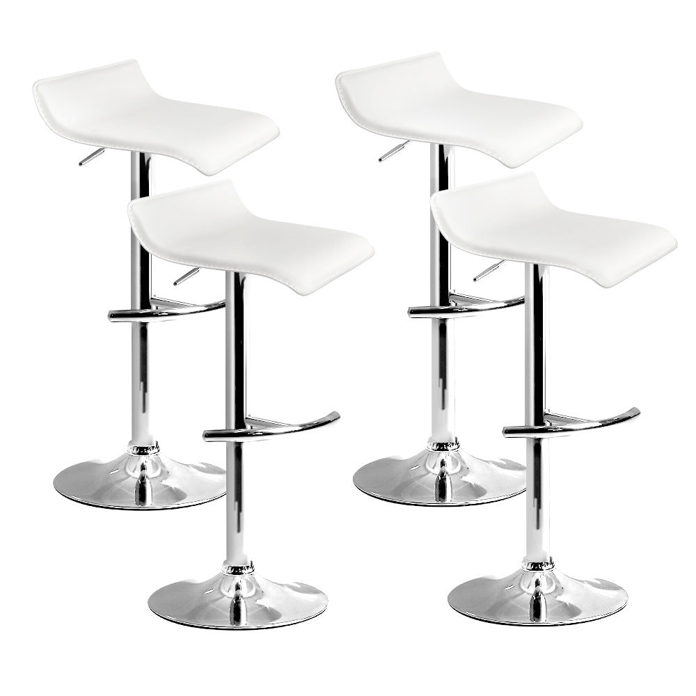 Artiss 4x Bar Stools Adjustable Gas Lift Chairs White - 0