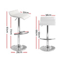 Artiss 4x Bar Stools Adjustable Gas Lift Chairs White-3