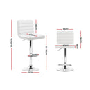 Artiss 2x Bar Stools Padded Leather Gas Lift White-3