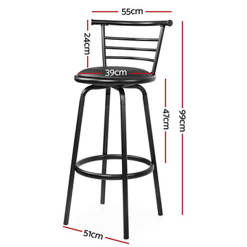 Artiss 2x Bar Stools Swivel Leather Padded Metal - 0