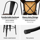 2x Artiss Metal Bar Stools Wooden Seat Retro Counter Stool-6