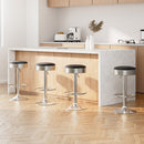 Artiss 4x Bar Stools Leather Padded Gas Lift Silver-2