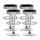 Artiss 4x Bar Stools Leather Padded Gas Lift Silver-14
