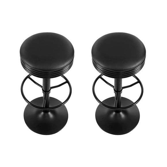 Artiss 2x Bar Stools Leather Padded Gas Lift Black
