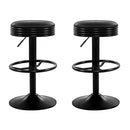 Artiss 2x Bar Stools Leather Padded Gas Lift Black-14