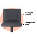 Artiss 2x Bar Stools Gas Lift Linen Fabric Black-12