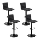 Artiss 4x Bar Stools Gas Lift Linen Fabric Black-15