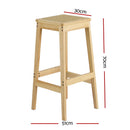 Artiss 2x Bar Stools Rubber Wood Stool Counter Chair Rattan Barstools Kitchen-4
