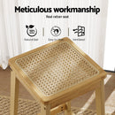 Artiss 2x Bar Stools Rubber Wood Stool Counter Chair Rattan Barstools Kitchen-8