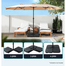 Instahut Outdoor Umbrella Base 50cm 4 Plates Stand Pod Cantilever-6